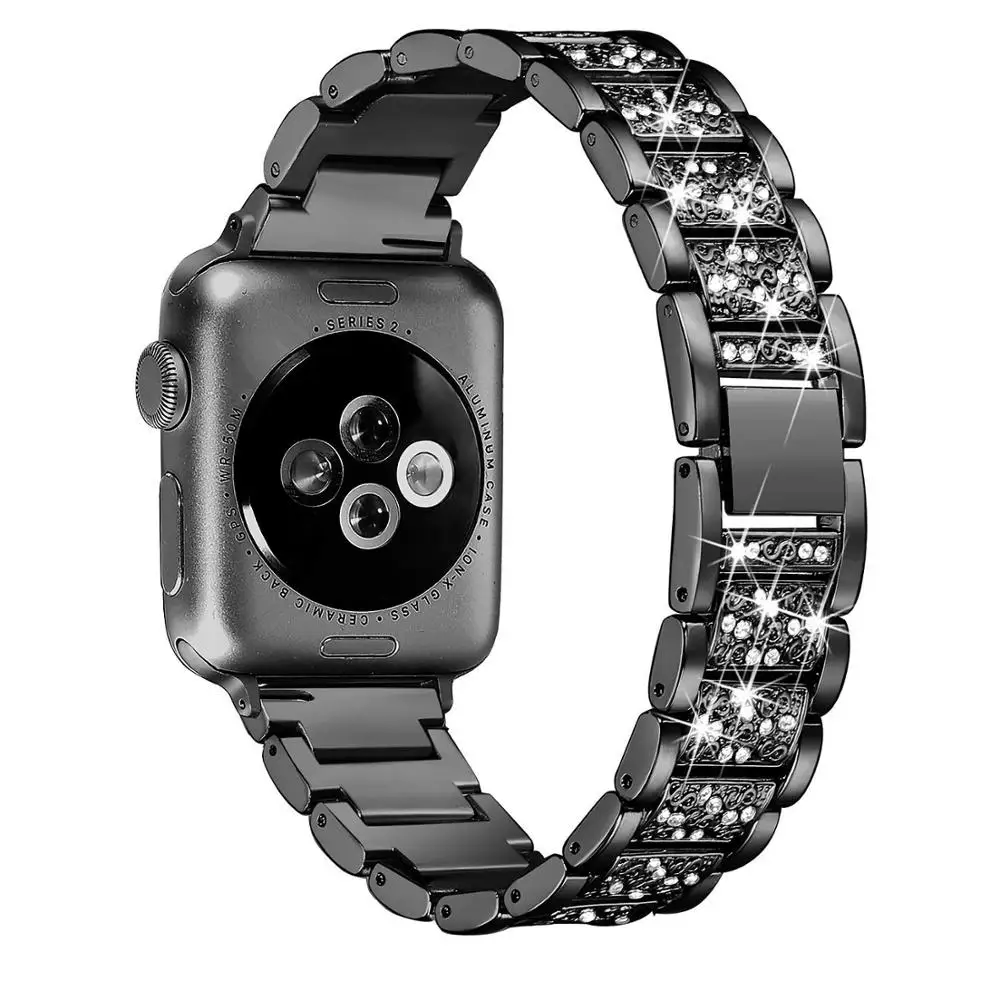 Daimond, ремешок для часов Apple Watch, розовое золото, для женщин, 38, 40 мм, ремешок из нержавеющей стали, браслет для iWatch, серия 5, 4, 3, 2, 44 мм, 42 мм