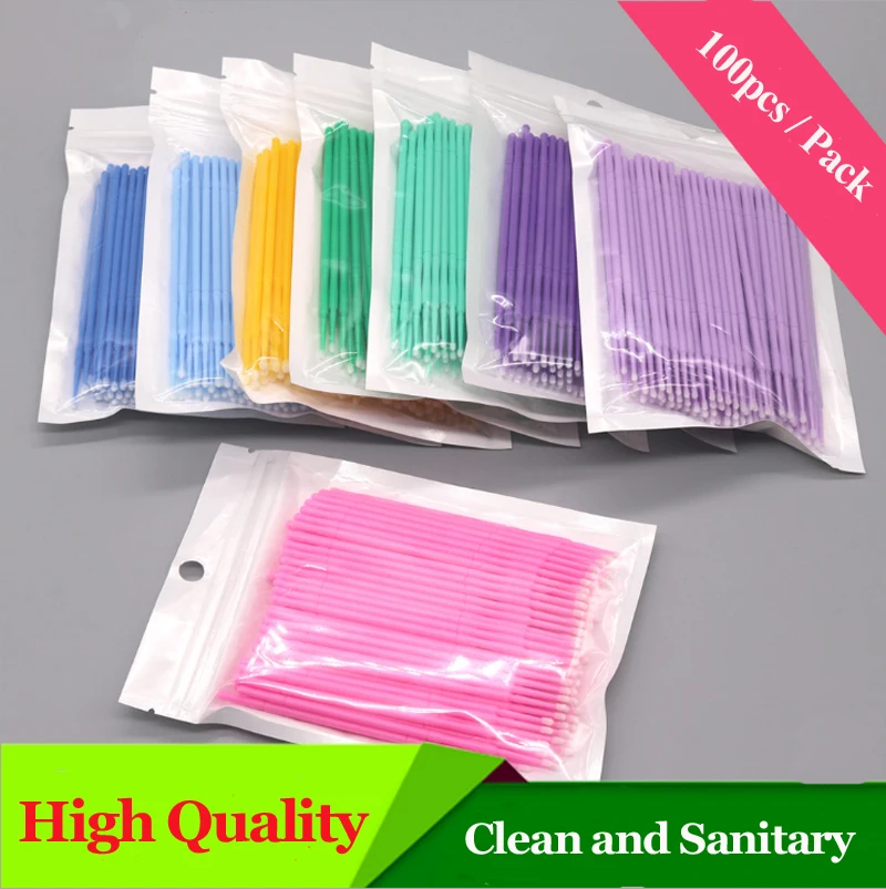

100PCS/Pack Disposable Makeup Brushes Swab Microbrushes Eyelashes Extension Tools Individual Lash Removing Tools Lint Free