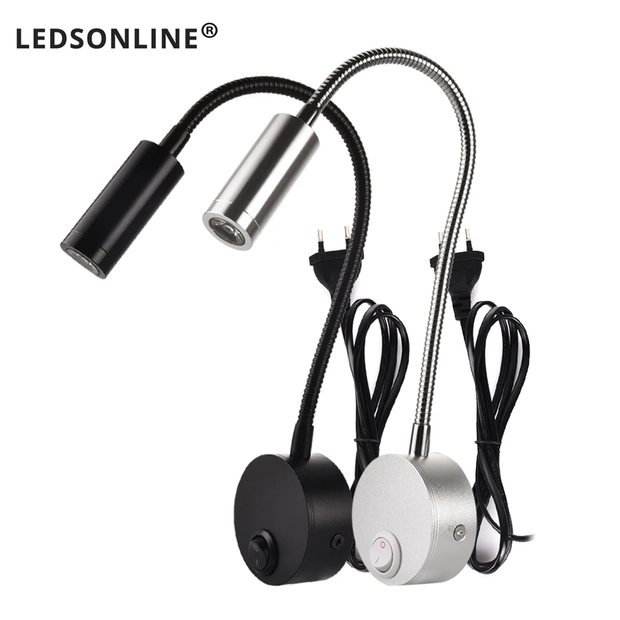  Hot 3W LED Wall Lamps Children Reading Lamp Bedside Lighting AC90-260V Aluminum 360 Degree Rotating - 32806333958