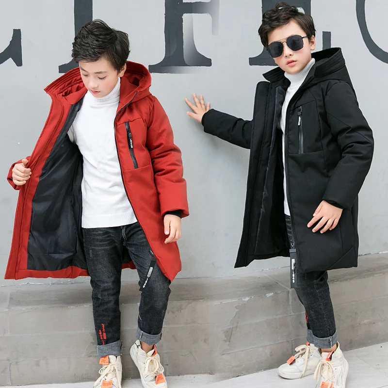 

Children's clothing boy winter warm coat long section Thicken 2018 new children's cotton jacket High-quality hand-padded cotton