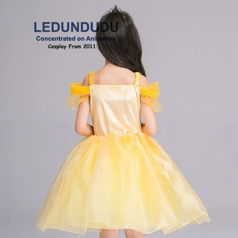 Hot Beauty and the Beast Cosplay Costume Girls Gorgeous Princess Dress Children Fancy Halloween Clothes Belle Princess Dress (13)