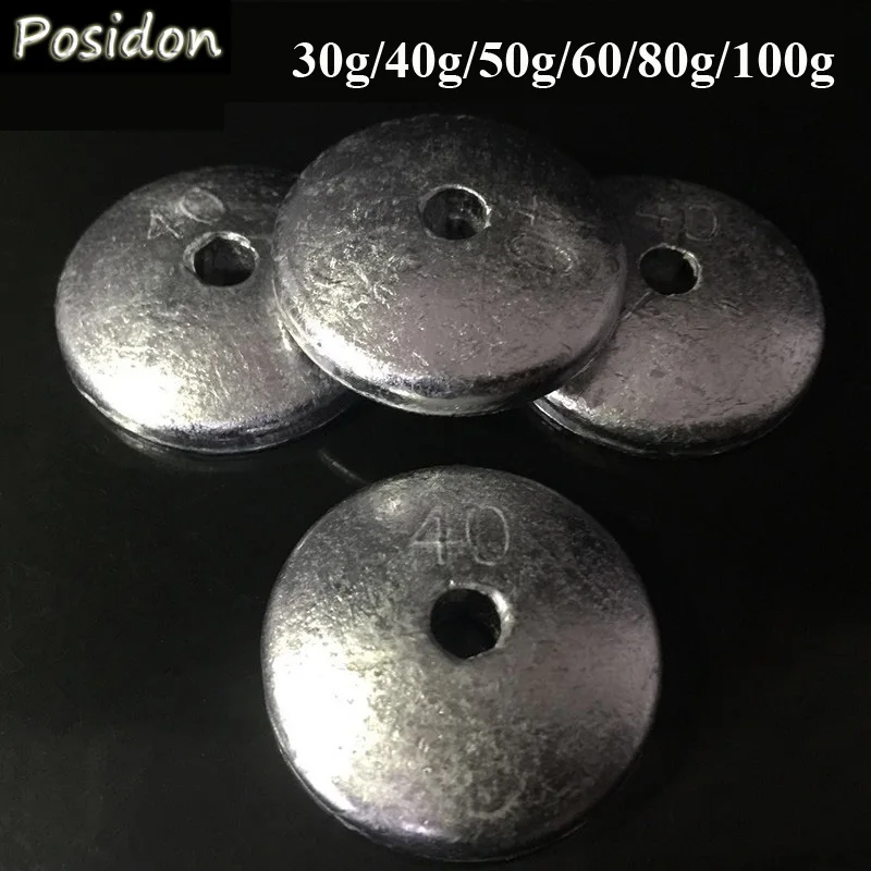 

Posidon 5pcs/Bag 30g/40g/50g/60g/80g/100g Flat Round Fishing Lead Weight Ring Fishing Lead Sinkers For Carp Fishing