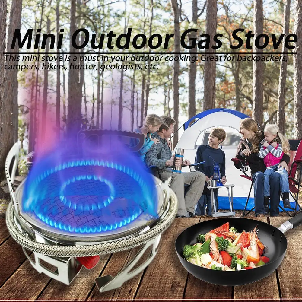 Mini Outdoor Gas Stove Foldable Cooking Camping Split Burner Picnic Portable Foldable Furnace