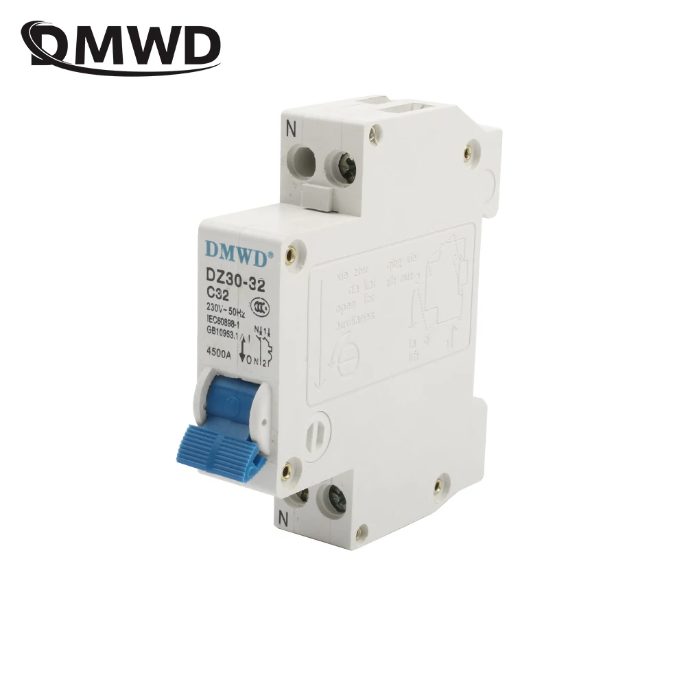 

DMWD DPN DZ30-32 1P+N 10A 16A 20A 25A 32A 220v 240V~ 50HZ/60HZ Residual Current Circuit Breaker Current BREAKER RCCB DPN