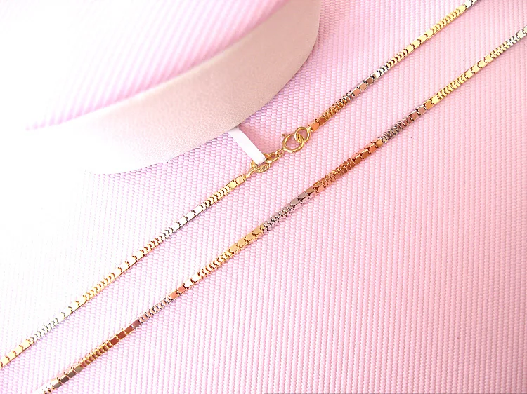 

Multi-tone 18K Gold Necklace for Women Yellow White Rose Multi-color Box Chain Necklace for Pendant Jewelry Fashion Jewellery