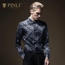 Pinli, распродажа, новинка, мужская рубашка с принтом, осень, не нуждается в глажке, рубашка с длинными рукавами, куртка, B193113257