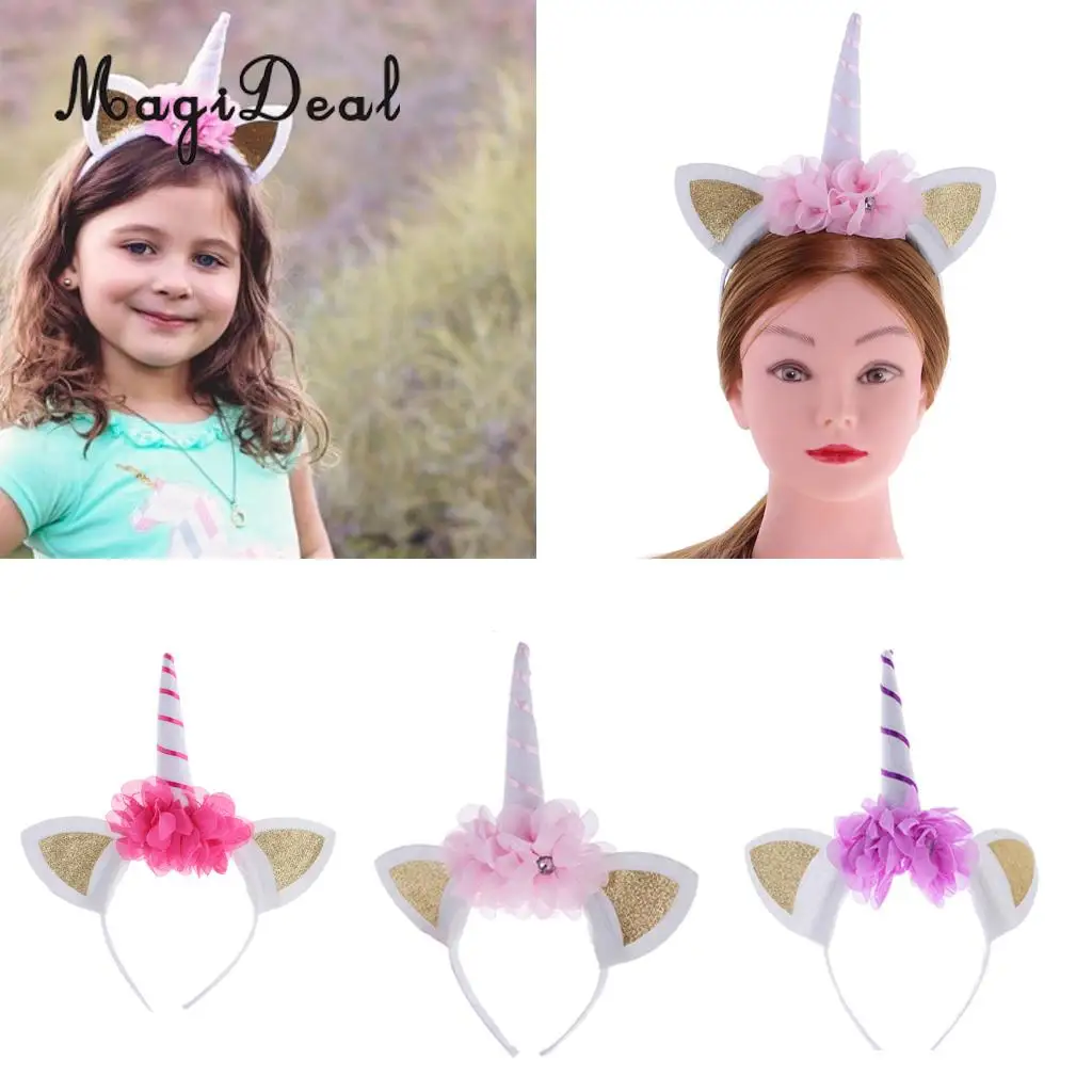 MagiDeal Unicorn Horn Headband Fancy Dress Adult Girls Party Hairband Gift Hen Stag Night Cosplay Christmas Party Hair Accessory photo