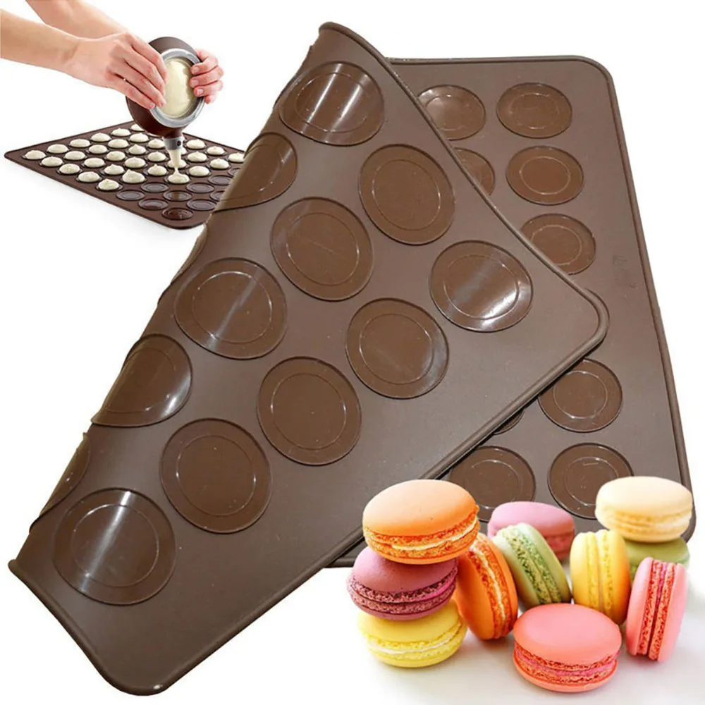 

30 Holes Round Shape Silicone Macarons Mat Pad Fit For Oven Microwave Refrigerator Macaron Mould Mold Mat Pad Sheet Baking Tools