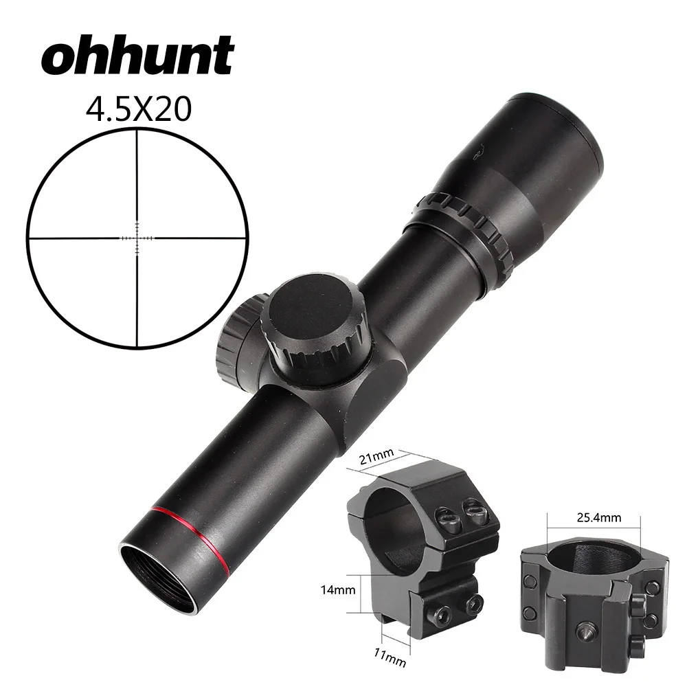 Ohhunt 4,5x20 охотничий прицел тактический оптический прицел 1 дюймов компактный Р4 прицел с откидной крышкой и кольцами - Цвет: 25.4mm-Dovetail-SDZ