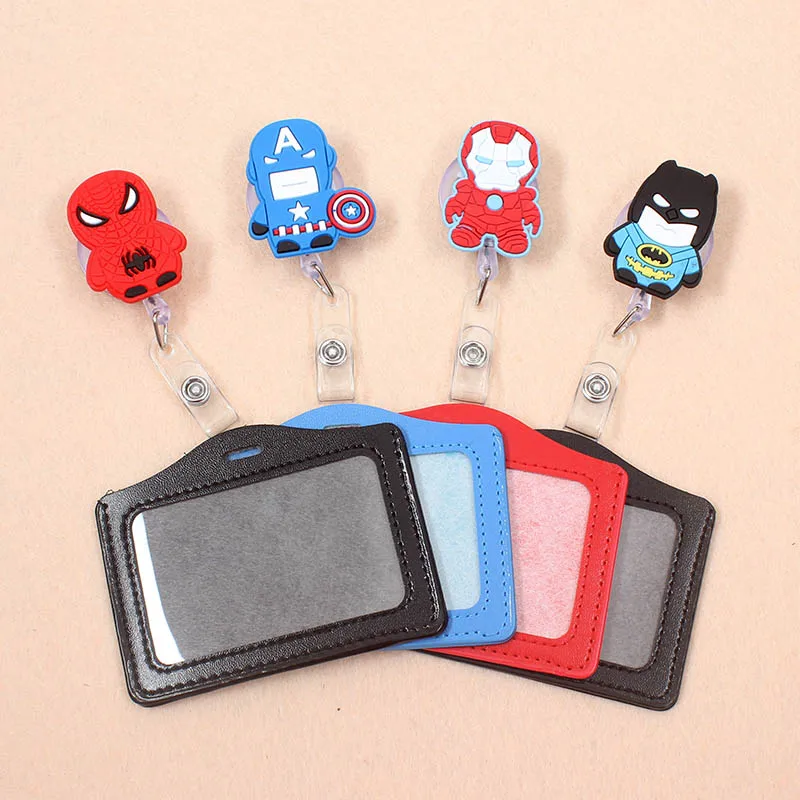 

Cute Ironman Spiderman Silicone Badge Scroll Nurse Office Reel Character Scalable Student Exhibition Business Card Badge Holder