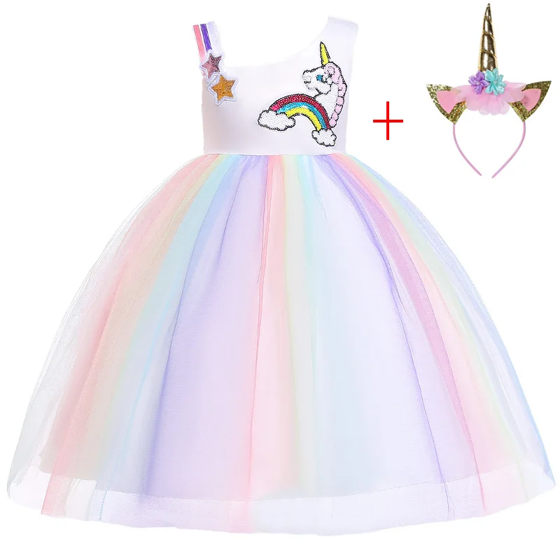 

Kids Unicorn Tutu Dress Pastel Rainbow Princess Dresses Girls Party Gown Children Cosplay Costume Vestido De Festa Infantil