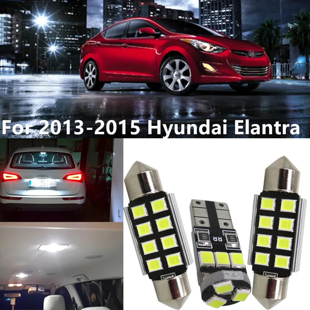WLJH 9x Car LED Light Bulbs Interior Package Kit For Hyundai Elantra
