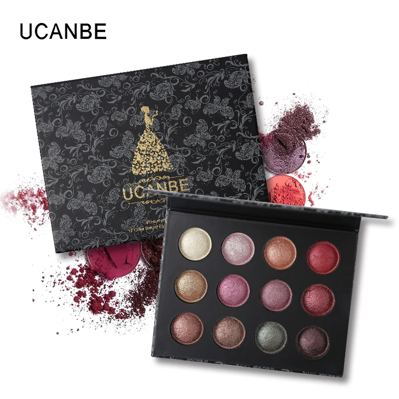 

UCANBE Brand Shining Baked Eyeshadow Palette Waterproof Pigment Makeup Glitter Metal Color Eye Shadow Nude Smoky Cosmetics