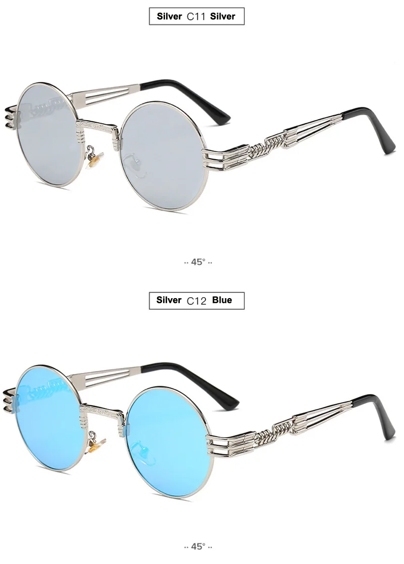 Feishini Панк Металлические поляризованные солнцезащитные очки Для мужчин Круглый 2019 розовые солнцезащитные очки покрытие под старину солнца