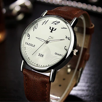 

YAZOLE Fashion Men Watches Simple Dress Casual Mens Wrist Watch Leather Band Elegant Man Quartz Clock Erkek Kol Saati Hodinky