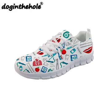 

doginthehole Orthodontist Printing Sneakers for Women Nurse Pattern Shoes Ladies Lightweight Mesh Flats Females Flat Sneakers