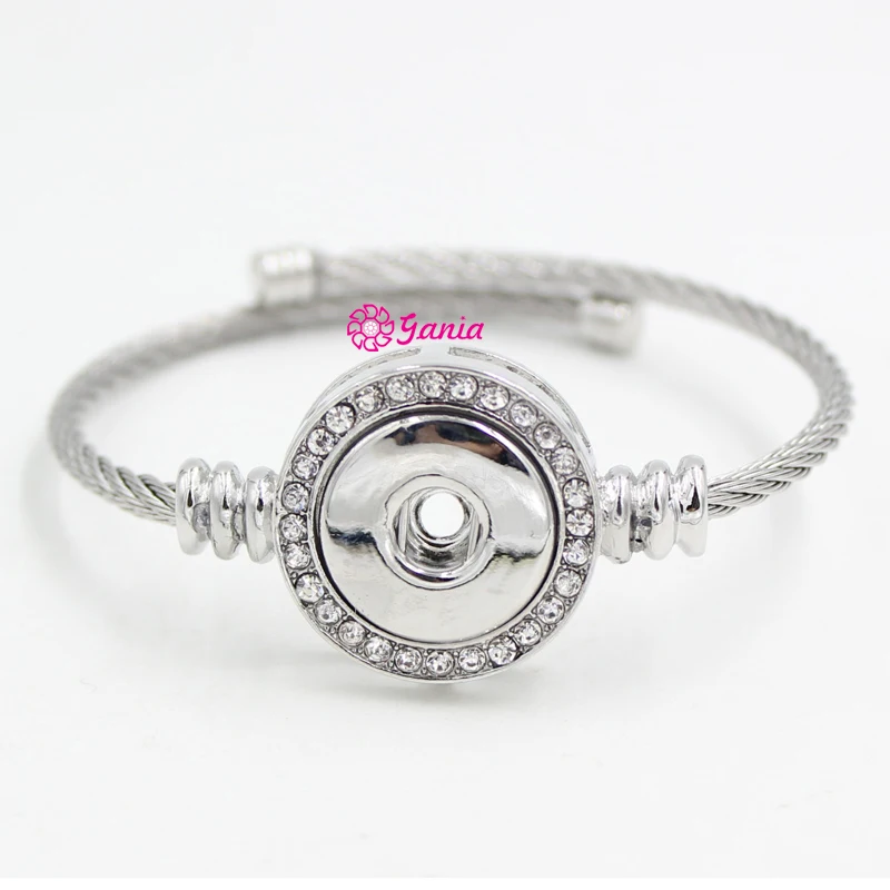 

20PCS Brand New Interchangeable Jewelry 18mm Button Wire Adjustable Crystal Bracelets&bangle for women Pulsera For Snap Jewelry