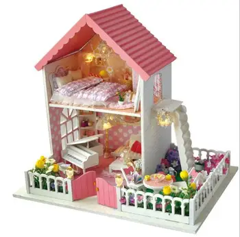 Doll house with furniture Handmade wooden house diy birthday gifts 3D puzzles for adults and lovers dream house children