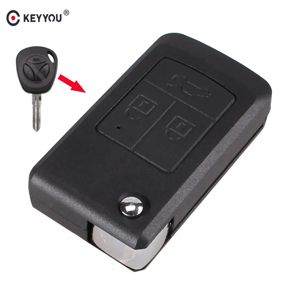 

KEYYOU 20X 3 Button Modify Flip Folding Remote Car Key Replacement Case FOB Shell For LADA