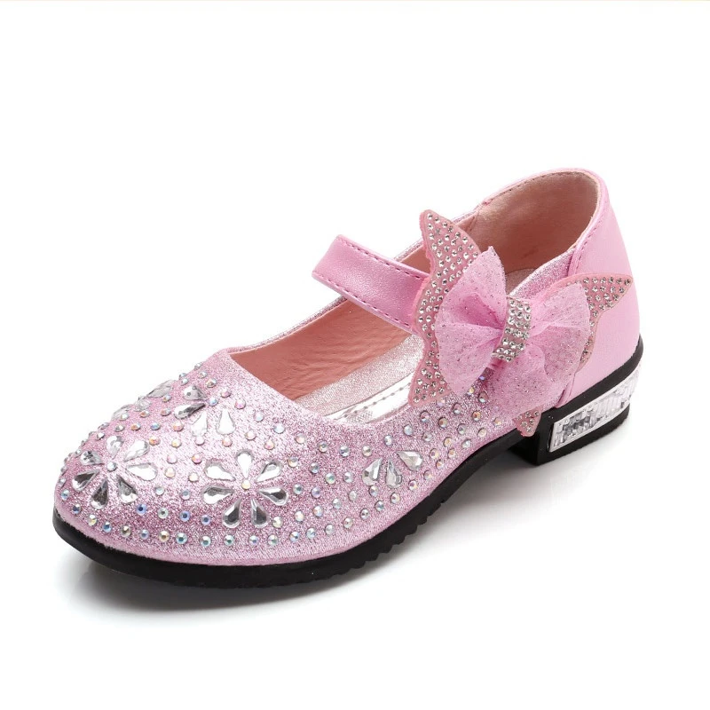 

Kids Rhinestone Sweet Flats Girls Party Cute Bowknot Shallow Soft Mary Jane Shoes Princess Non Slip Wedding Shoes AA60253