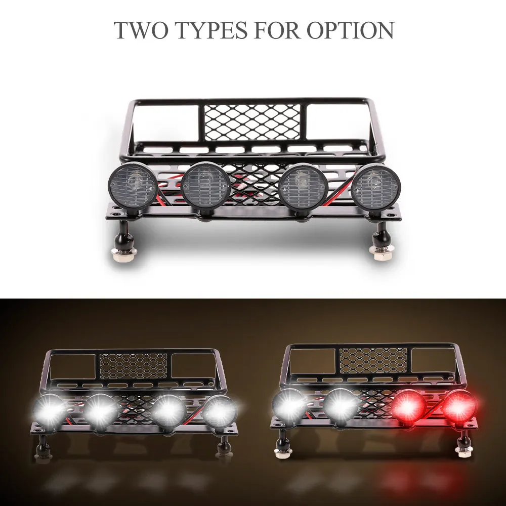 Festnight Roof Rack Luggage Carrier with Light Bar for 1//10 RC Crawler Axial SCX10 D90 110 Traxxas TRX-4 Tamiya HSP RC Car Parts