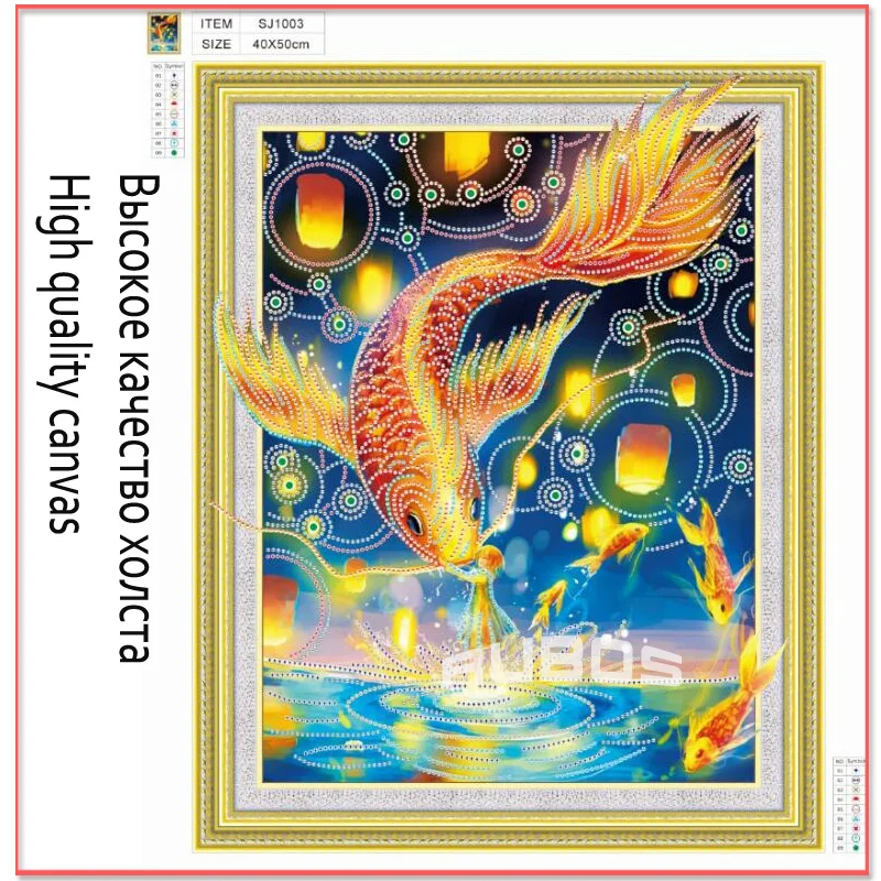RUBOS DIY 5D Diamond Embroidery Golden Fish Diamond Painting Mosaic Sale Beadwork Crystal Rhinestone Bead Partial Wall Stickers (1)