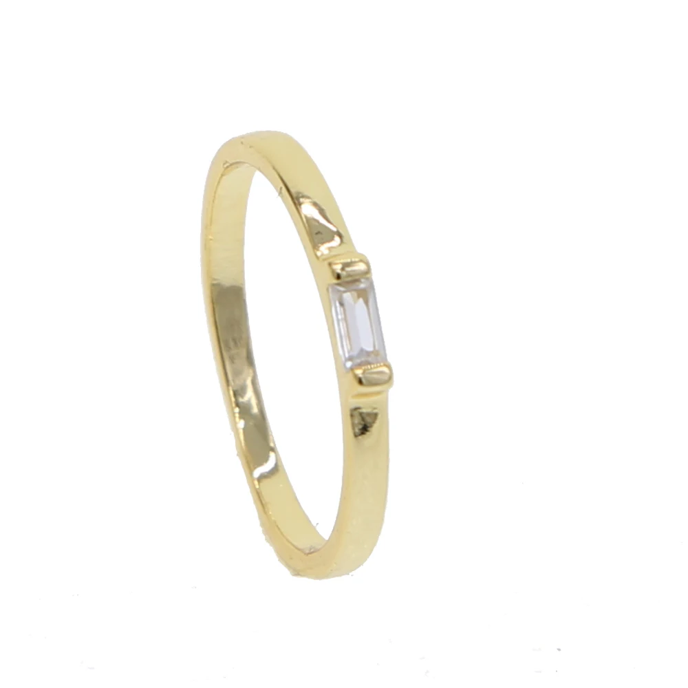 Simple Cubic Zirconia Small Stone bar Thin Ring Gold Engagement Rings