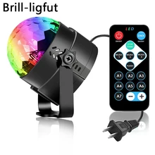 Bola de discoteca giratoria activada por sonido, luces de fiesta, luz estroboscópica, luces de escenario led RGB de 3W para Navidad, hogar, KTV, espectáculo de Bodas de Navidad