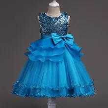 Детское платье принцессы с цветочным рисунком для девочек; Новинка года; Летние вечерние платья с блестками и бантом для маленьких девочек; милые платья для девочек