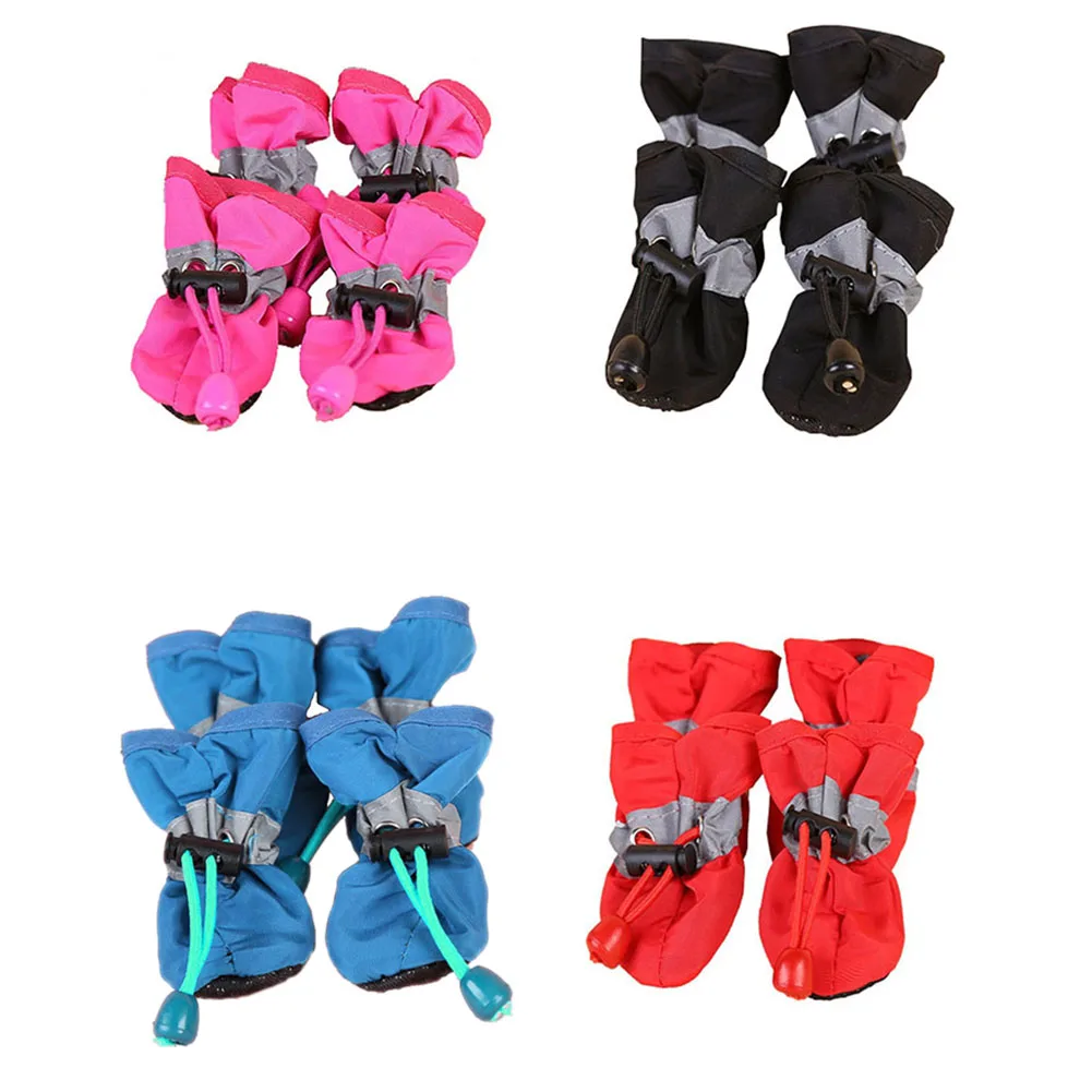 

4 Pcs/Set Portable Pet Dog Shoes Cover Non-slip Waterproof Rain Boots Autumn Winter Dogs Paws Soft Shoe KM88