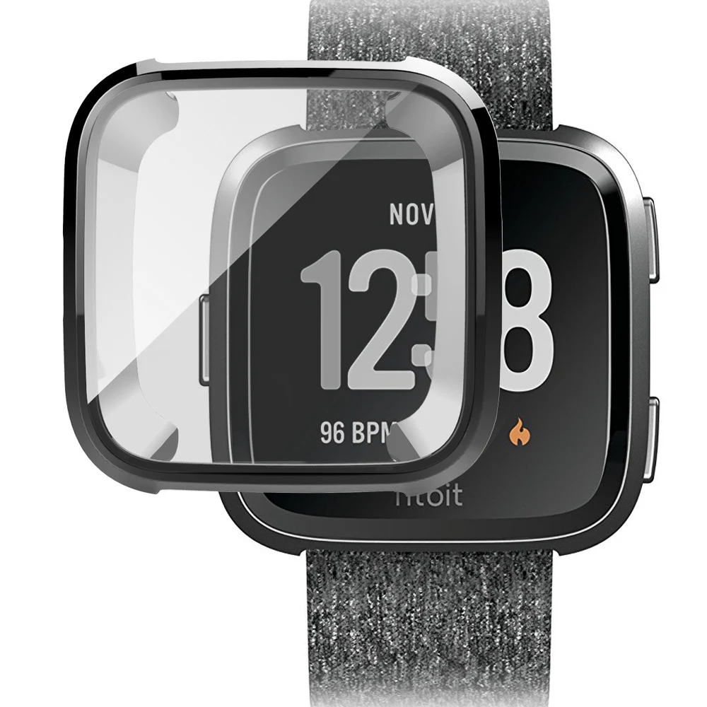 Ультра-тонкий мягкий ТПУ чехол для Fitbit Versa полная Защита силиконовый чехол s Носимых устройств Smartwatch протектор - Цвет: Черный