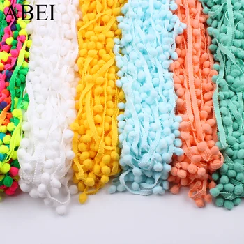 

5Yards 25mm Various Lace Fabric Pompom Ball Fringe Ribbon Knitted Sewing Pom pom lace DIY Wedding Party Craft Garment Accessory
