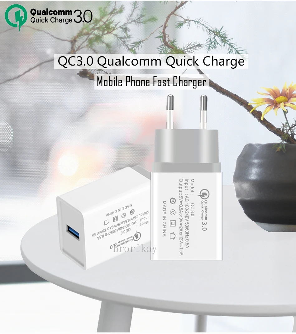 QC 3,0 быстрое зарядное устройство 5 В/2,4 А для samsung Xiaomi huawei Универсальный адаптер быстрой зарядки для смартфонов ЕС зарядное устройство s для iPhone X Xs 8