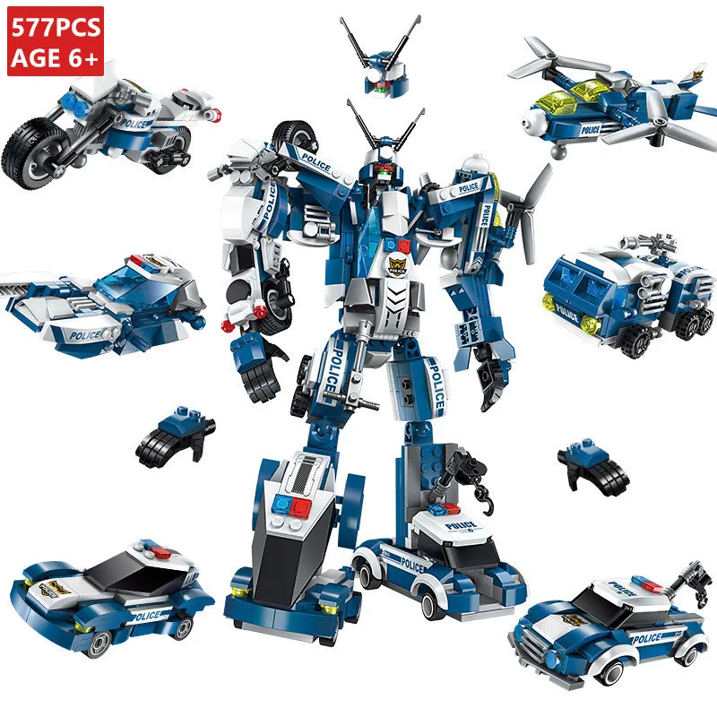

577Pcs City Police SWAT War Generals Robot Toy Bricks Building Blocks Sets LegoINGLs Playmobil Toys for Children Christmas Gifts