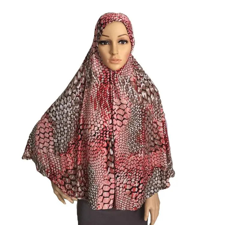 Женский шарф "Амира" мусульманский хиджаб головной платок Леопардовый принт исламский верхний арабский платок повязка на голову, тюрбан Khimar вуаль молитвенная одежда - Цвет: Красный