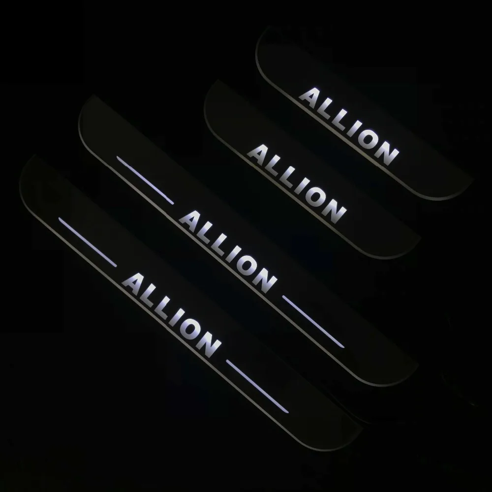 RQXR светодиодные движущиеся двери scuff для Toyota allion dynamic порога пластина плоская подкладка наложения потока/фиксированный светильник, 4 шт