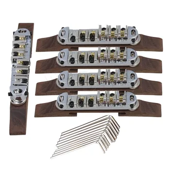 

Yibuy Silver Jazz Guitar Rosewood Bridge & Zinc Alloy Roller Saddles Set of 5