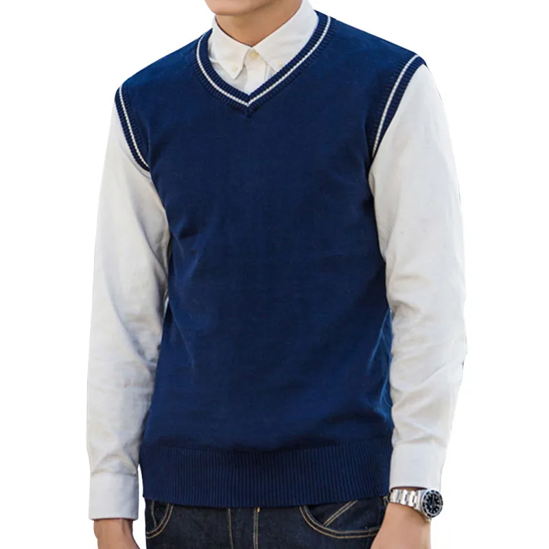 New spring autumn men v neck sleeveless sweaters Korean