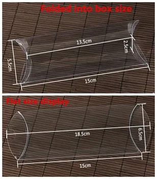 

50pcs/lot-2.5*6.5*15cm Clear Pillow Shape Gift Plastic Pvc Boxes Wedding Favor Bridal Candy Gift packaging Boxes