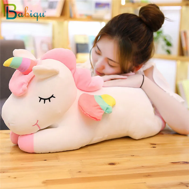 2019 new arrival large unicorn plush toys cute pink white horse soft doll stuffed animal big toys for children birthday gift