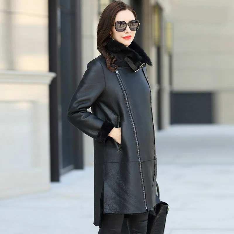 Пальто из натурального меха, шерстяная куртка из натуральной кожи, осенне-зимнее пальто, женская одежда,, Корейская овчина, пальто Abrigo Mujer BT18F115