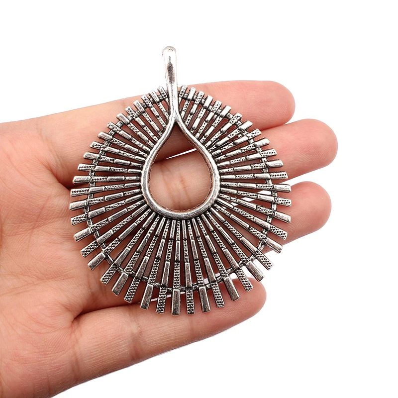 

3PCS Tibetan Silver Large Hollow Open Water Drop Charms Pendants for DIY Necklace Earring Jewelry Making Findings 67X55.5mm
