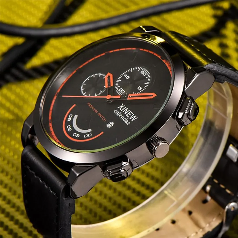 Винтажные классические мужские водонепроницаемые спортивные Кварцевые армейские часы с кожаным ремешком и датой 80619