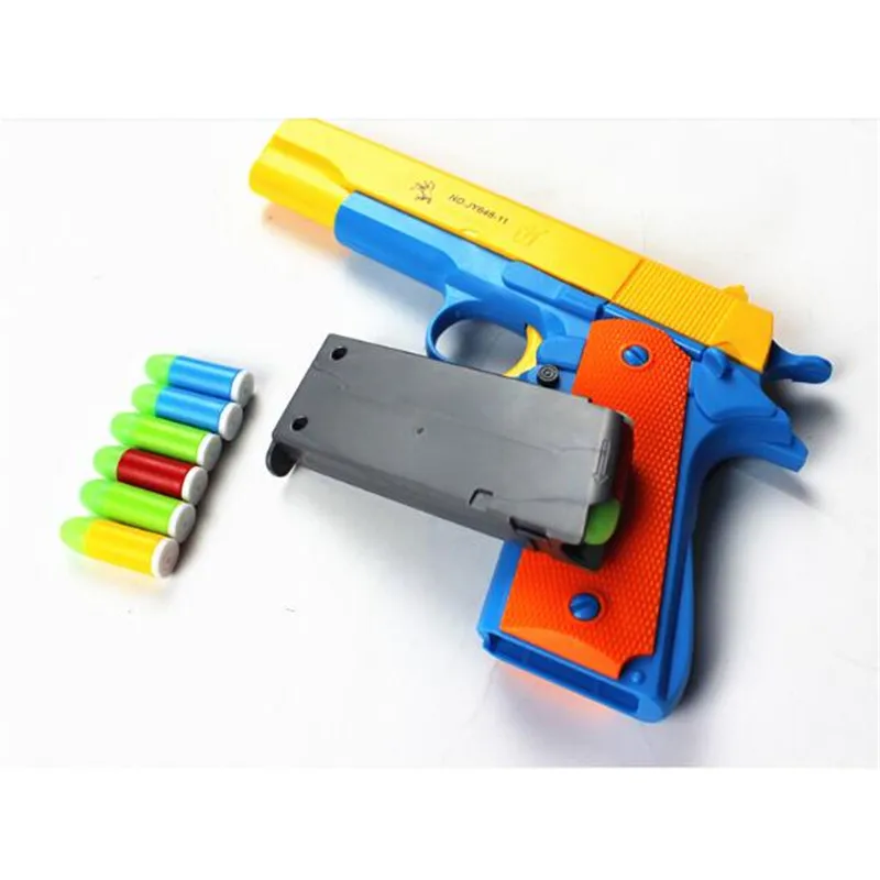 

Manual toy pistol Soft Bullet gun matching soft latex luminous bullet M1911 semi-automatic simulation Outdoor game Children gift