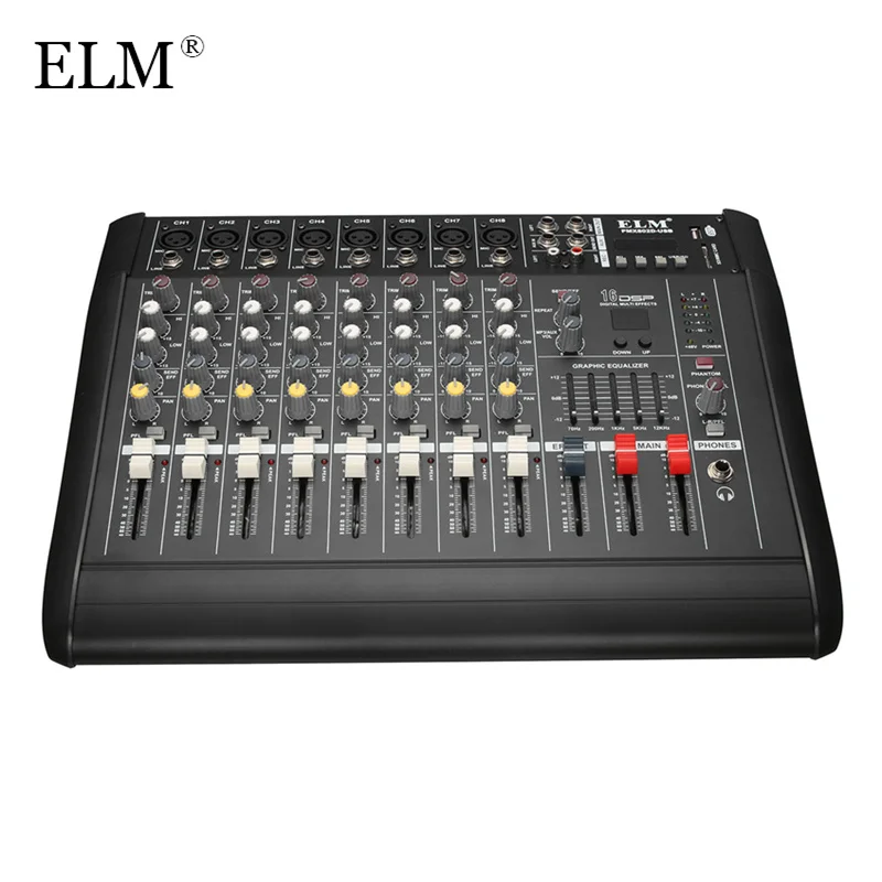 ELM Professional 8 Channel Audio Mixer Amplifier Karaoke Microphone