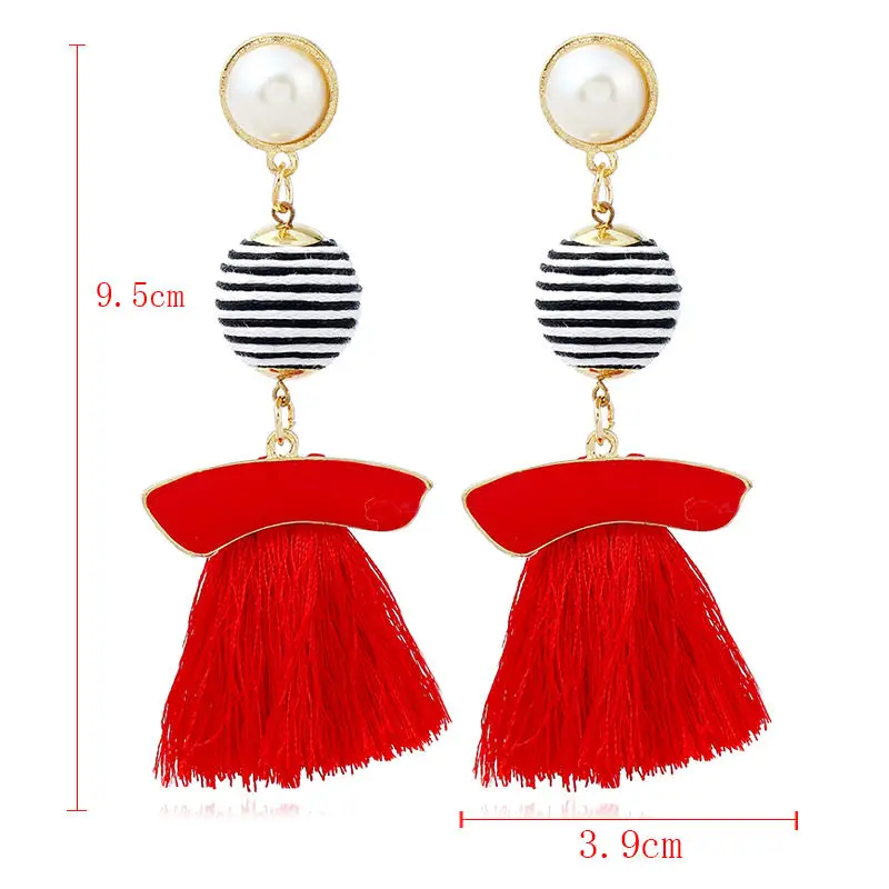 Welback-fashion-jewelry-figure-bohemia-ethnic-style-Enamel-freshwater-pearl-charm-ball-long-drop-tassels-earrings