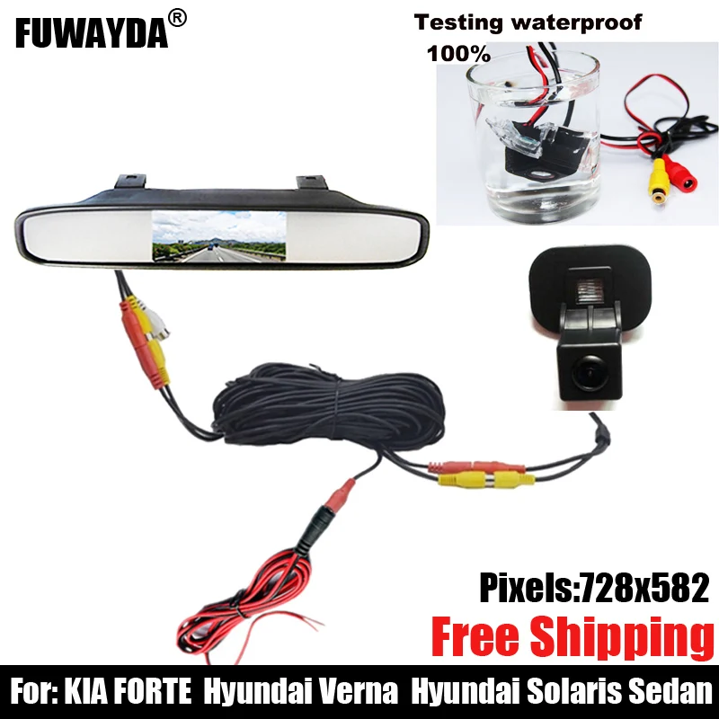 free shipping Auto Parking rearview camera with monitor+Car Rear view Camera for KIA FORTE /Hyundai Verna Solaris Sedan |