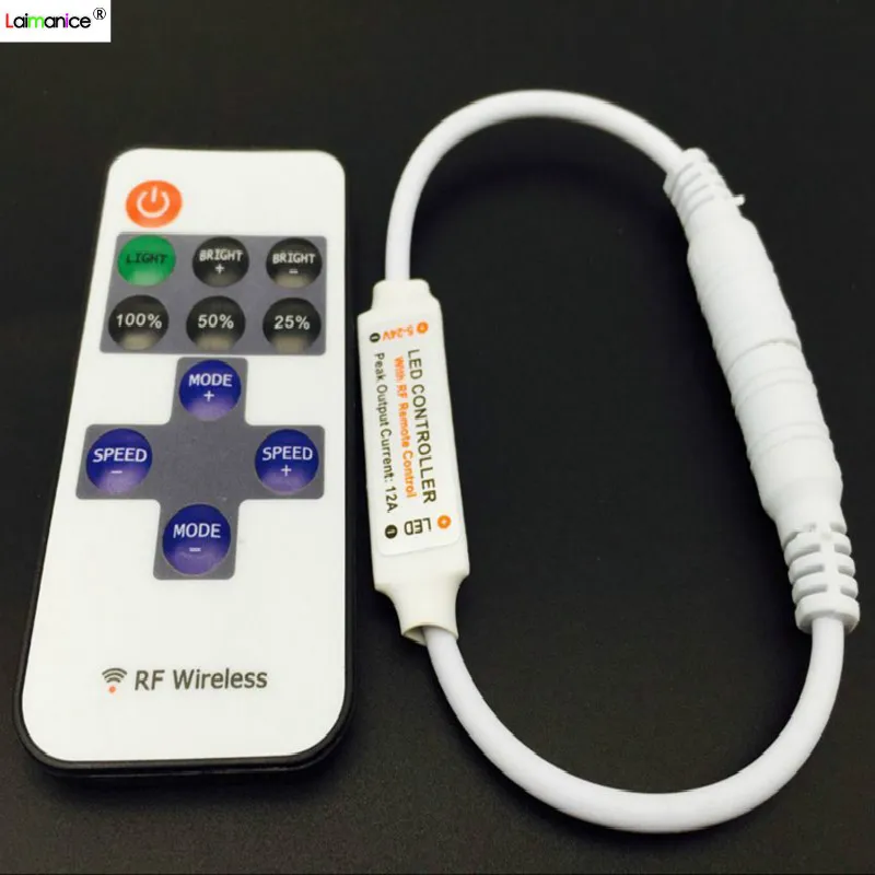 

Mini RF Wireless Remote Control Led Dimmer Controller For Single Color Led Strip Light SMD5630 5050 3528 3014 2835 DC 5V 12V 24V