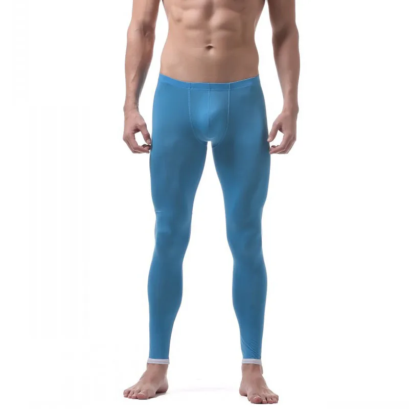 Модные стильные мужские трусы для сна, нижнее белье, Длинные боксеры, сексуальные пижамы с низкой талией, штаны для сна, тренажерные залы, одежда для фитнеса, бодибилдинга - Цвет: Blue