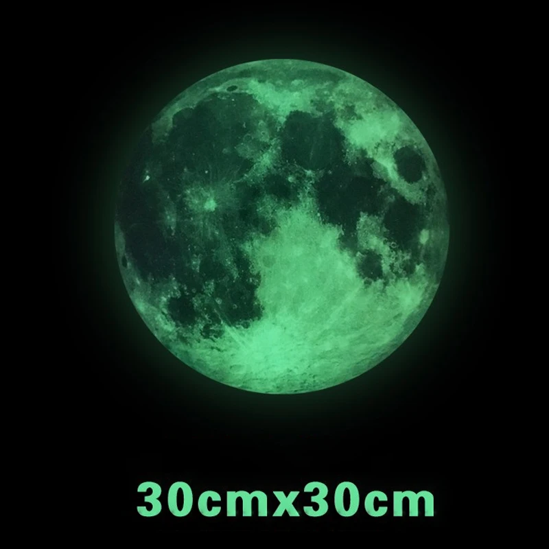 3D Луна 30 см новинка настенная наклейка стикер светящаяся Большая луна